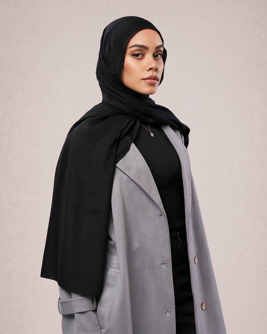 Cotton Modal Hijab - Black