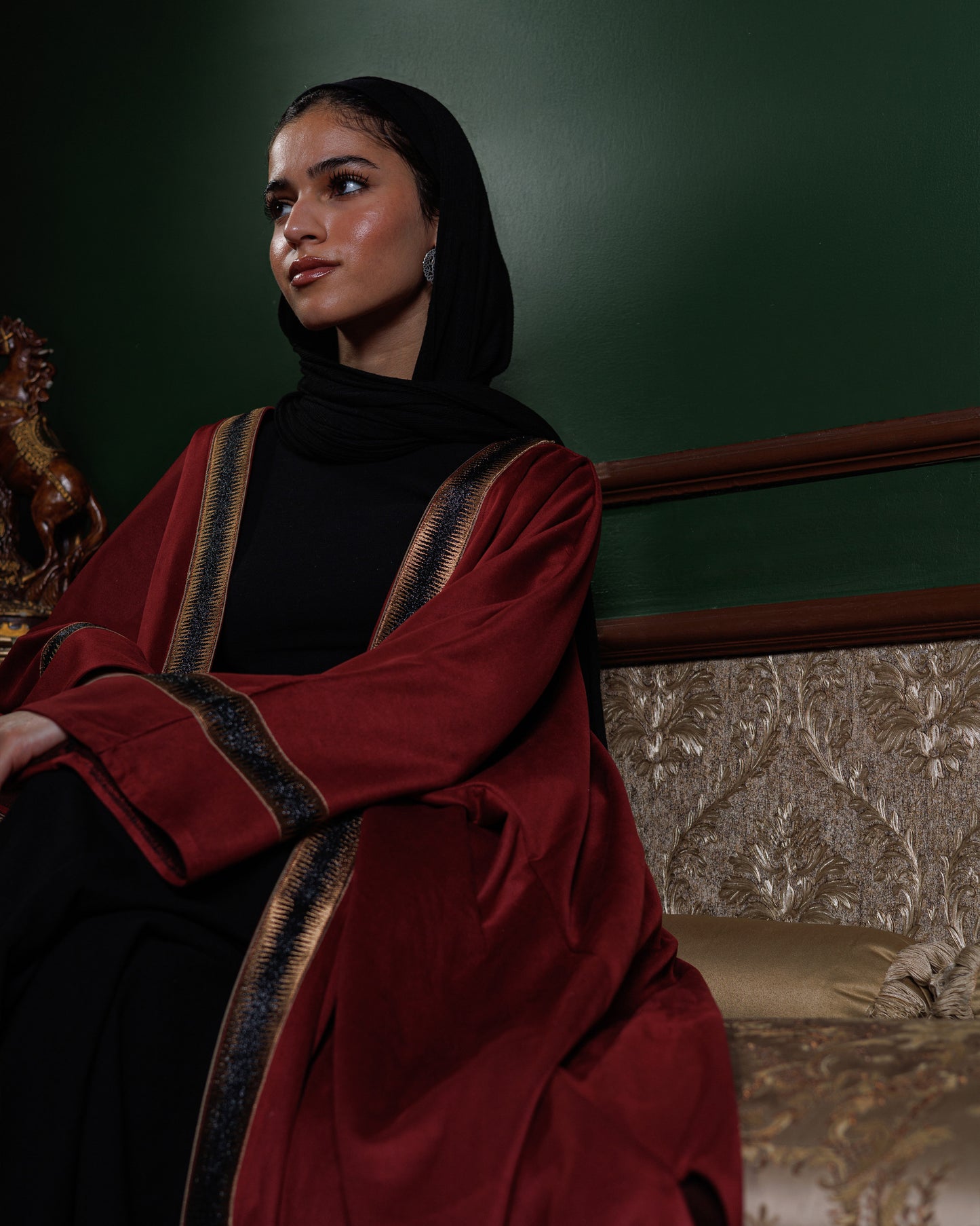 Suede Ramadan Kaftan - Burgundy