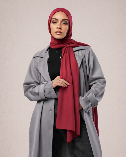 Cotton Modal Hijab - Dark Red