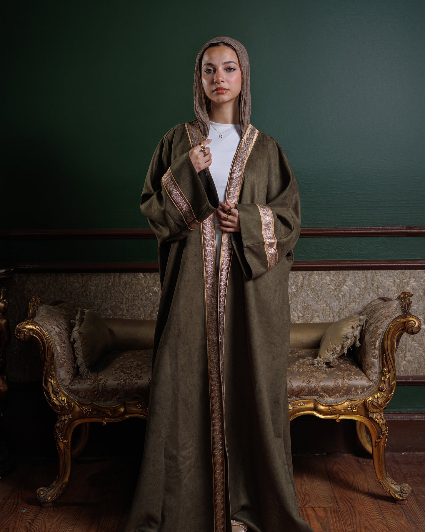 Suede Ramadan Kaftan - Olive