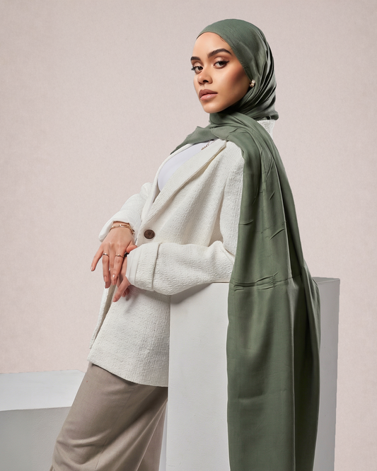 Cotton Modal Hijab - Olive Green