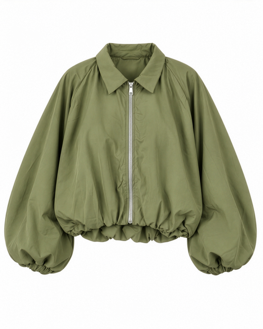Cropped Balloon Sleeve Jacket