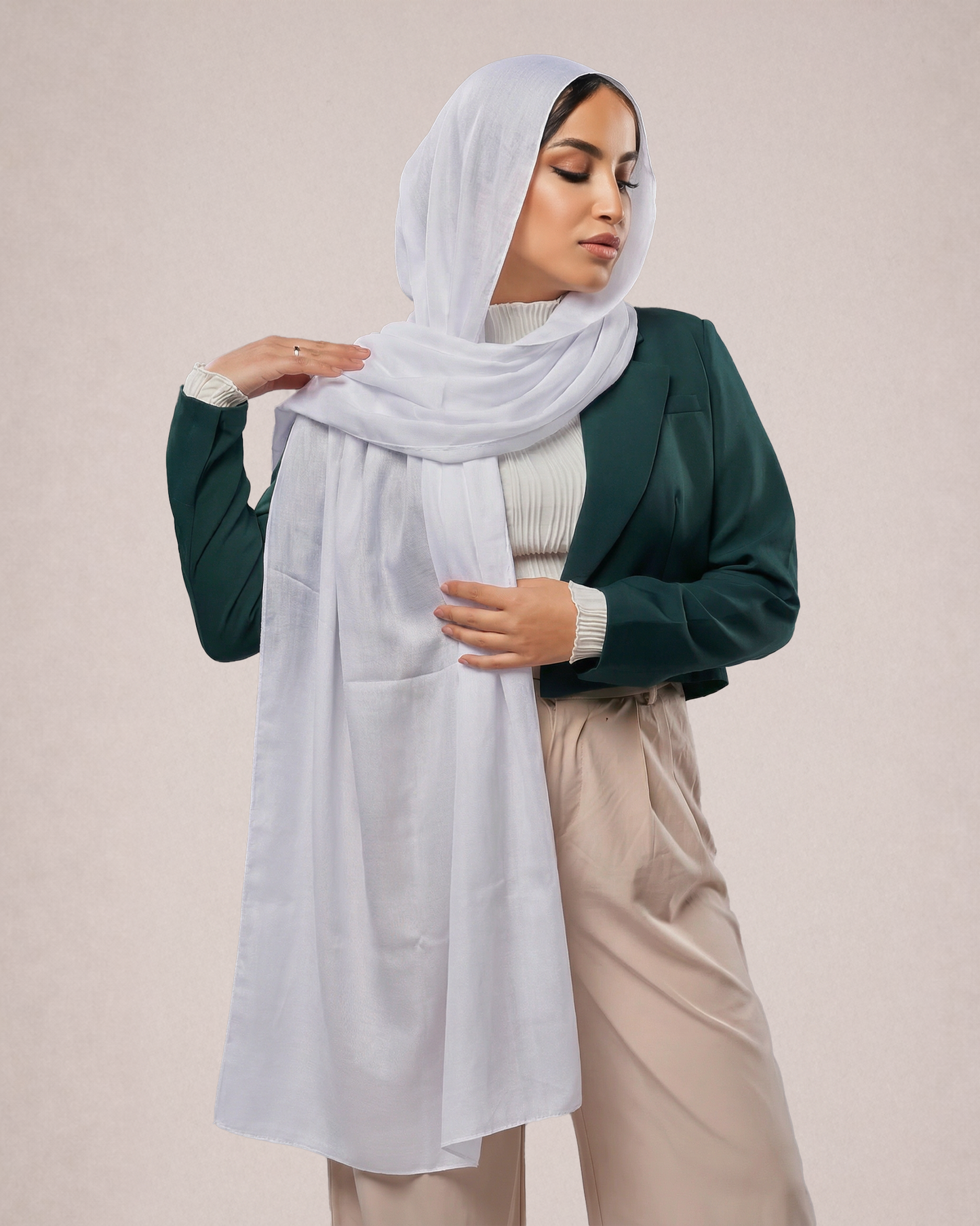 Cotton Modal Hijab - White