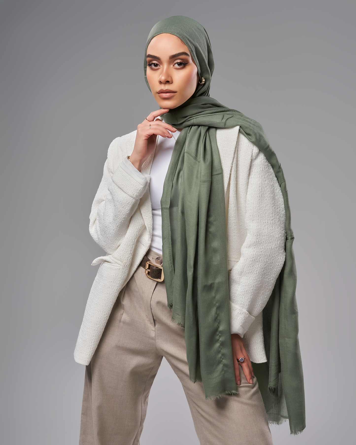 Cotton Modal Hijab - Olive Green