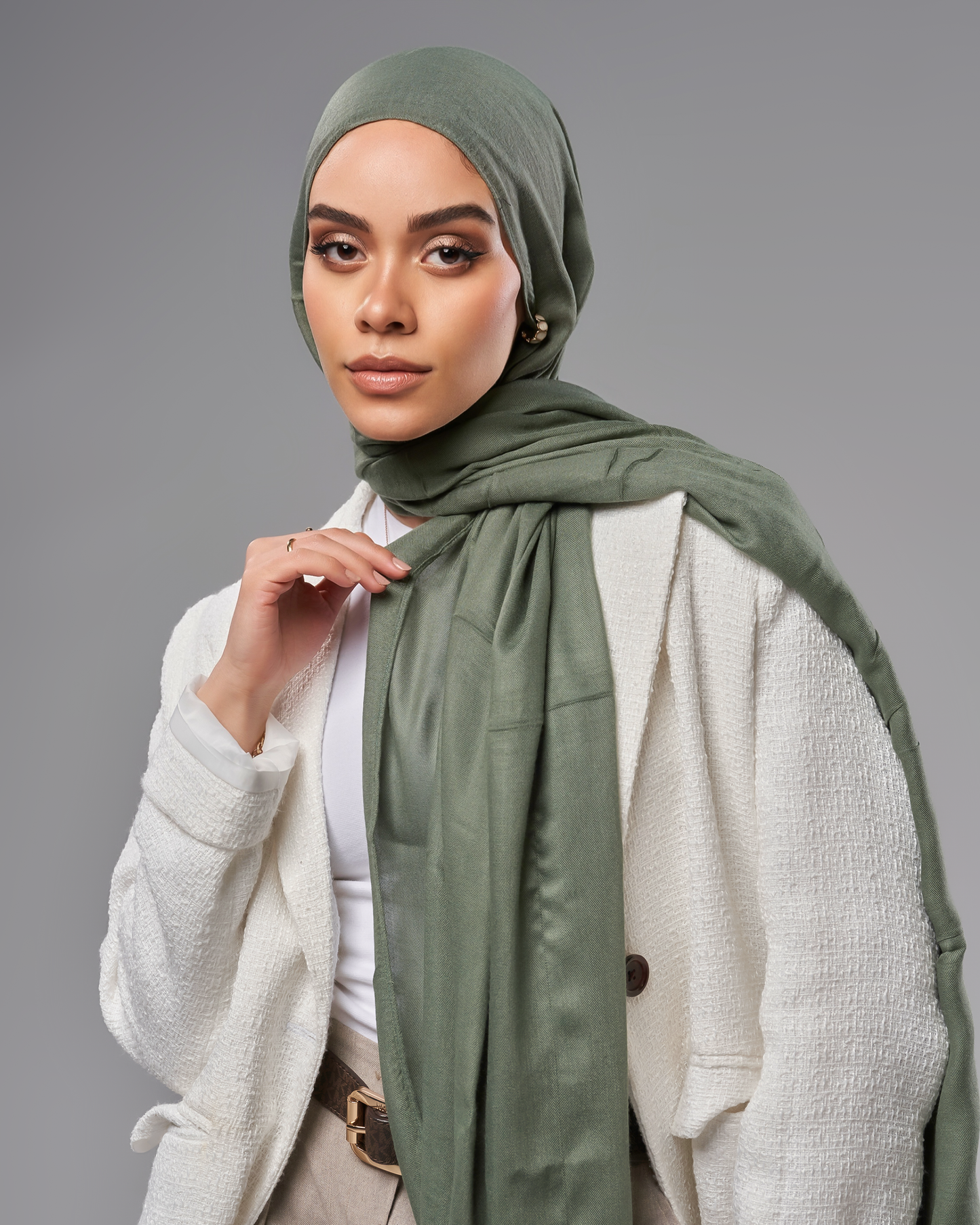 Cotton Modal Hijab - Olive Green