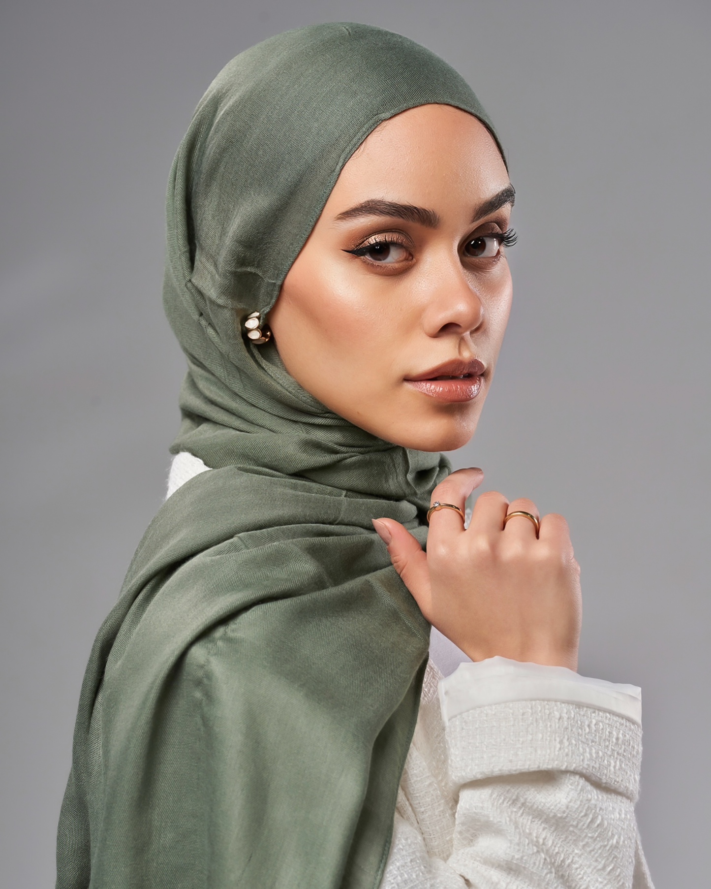 Cotton Modal Hijab - Olive Green