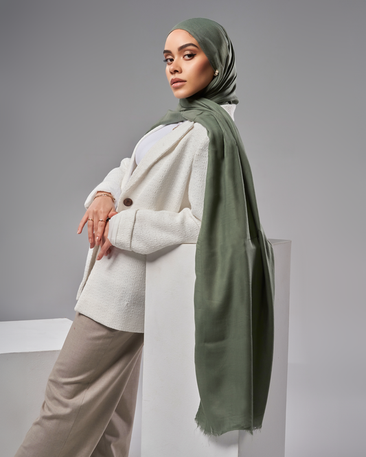 Cotton Modal Hijab - Olive Green