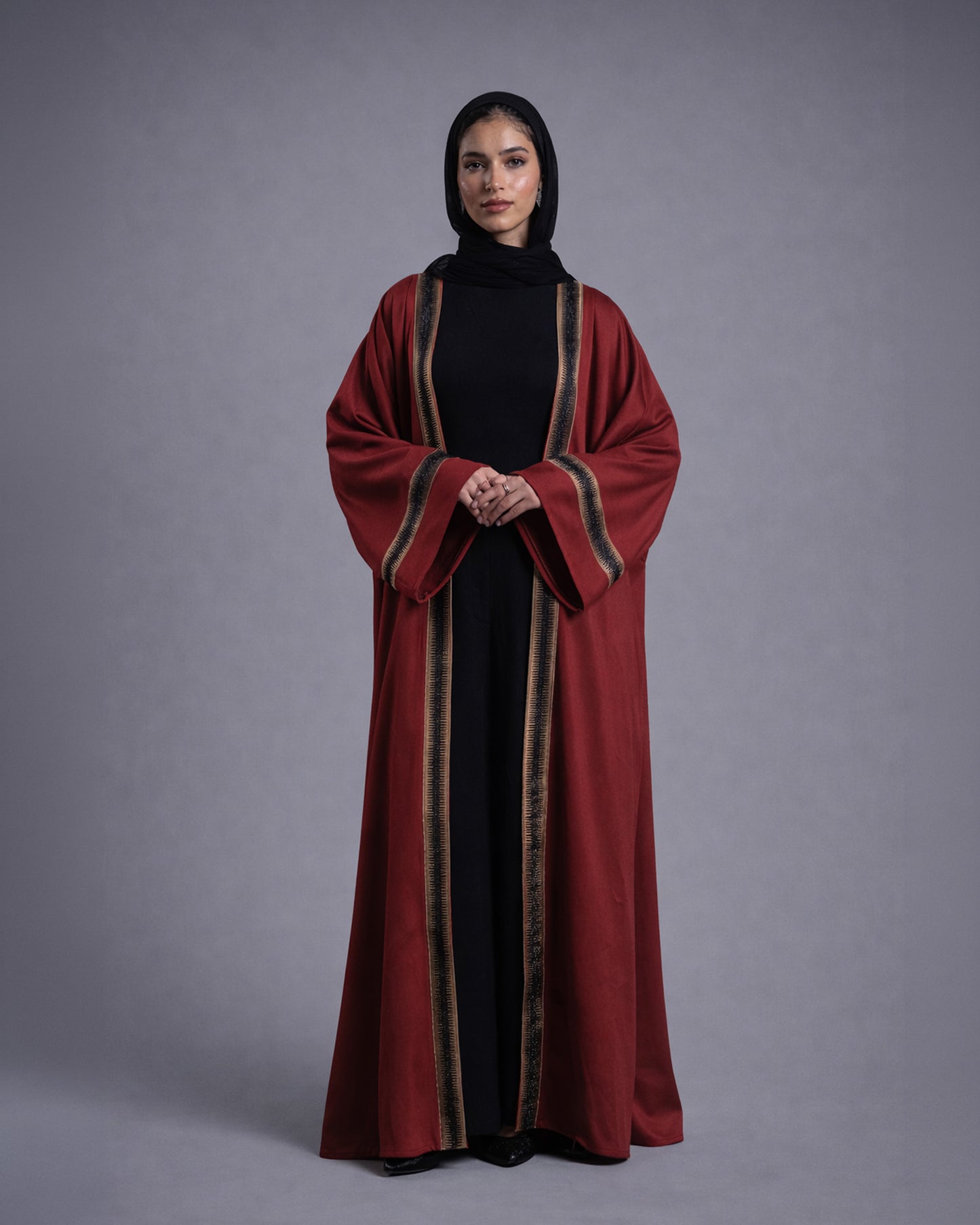 Suede Ramadan Kaftan - Burgundy