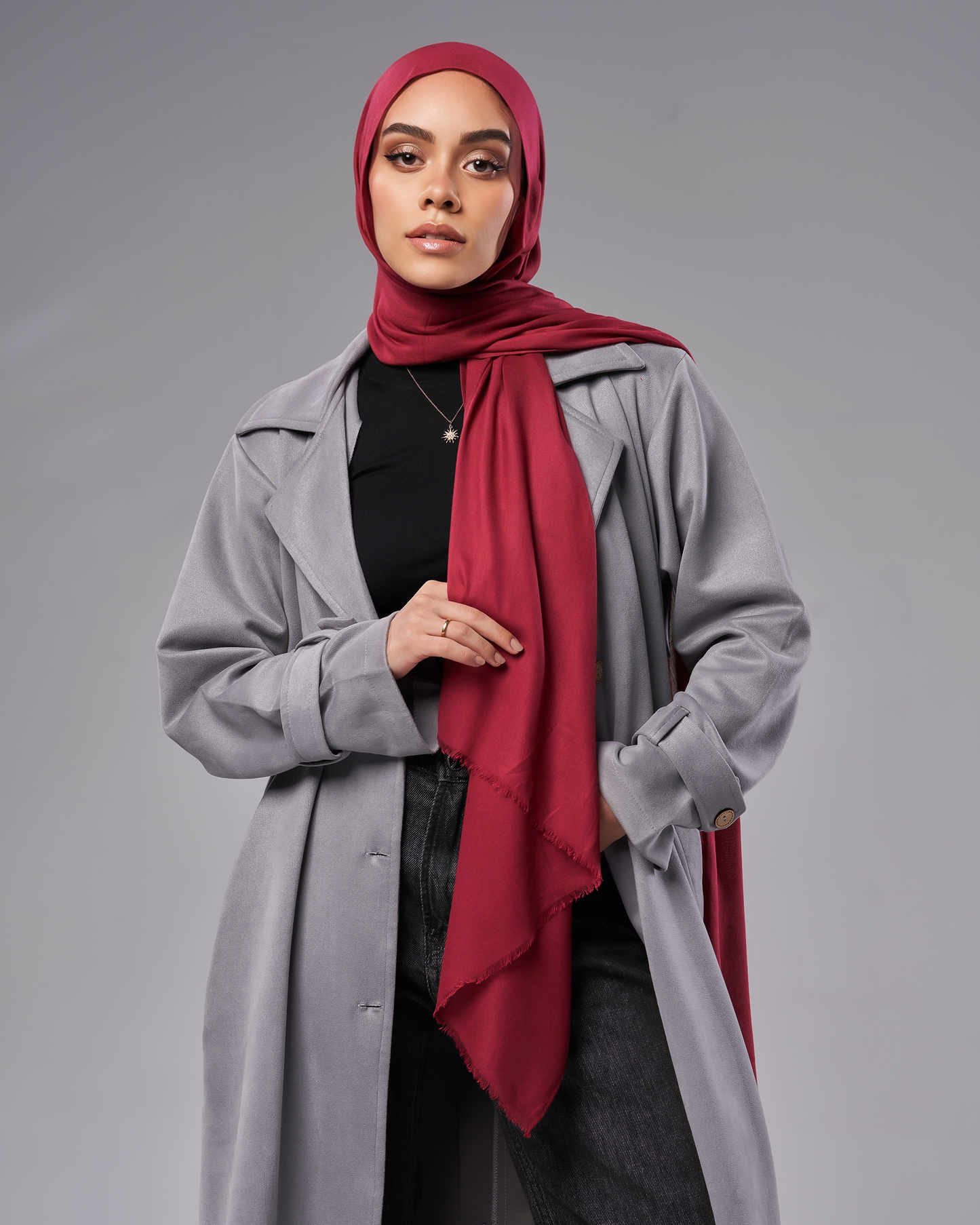 Cotton Modal Hijab - Dark Red